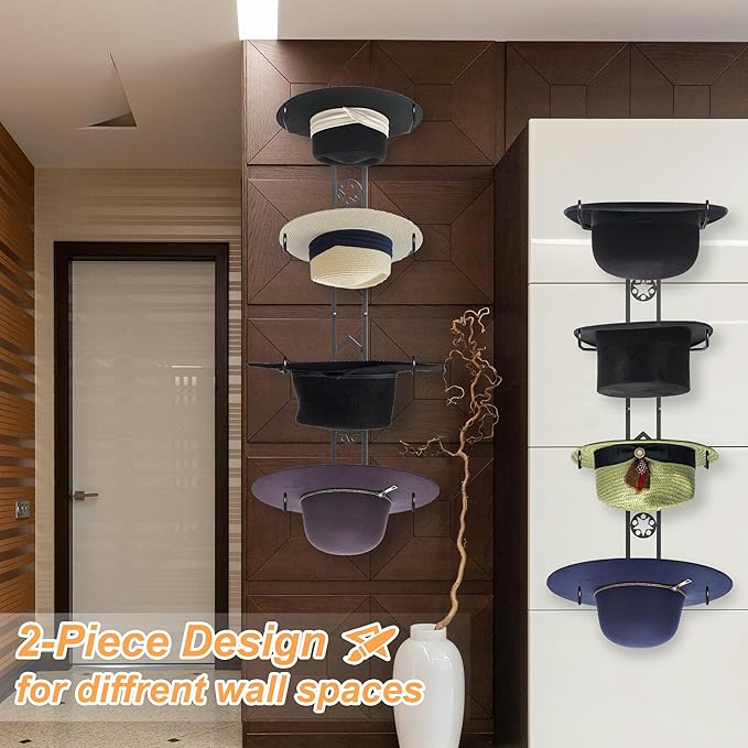 Cowboy Hat Organizer Hangers for Wall, Western Hat Rack Wall Mounted with Decorative Star, Metal Cowboy Hat Holder for Western, Cowboy, Beach, Fedora, Sun Hats (4 Pack)