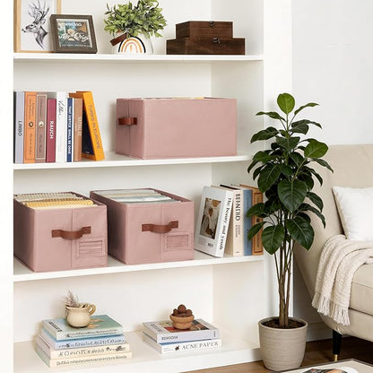 GRANNY SAYS Clothes Storage Bins, Closet Storage Bins for Shelves, Fabric Storage Basket with Handles, Collapsible Decorative Storage Box, Dusty Pink, Medium, 3-Pack