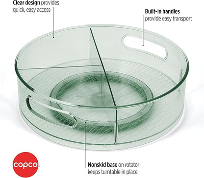 Copco Storage Turntable with Removable Dividers, 12 Inch, Clear