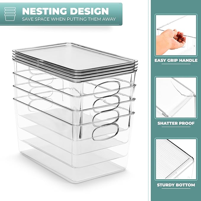 Sorbus Large Clear Plastic Storage Bins with Lids, Clear Stackable Storage Bins, Laundry Room Organizer Bins, Office, Classroom, Playroom, Bathroom, Laundry Room Organization and Storage (8 Pack)