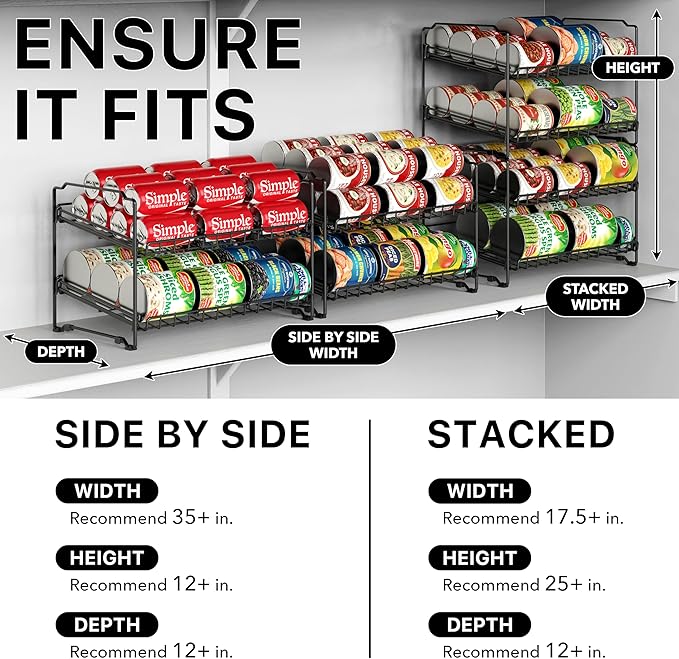 Simple Houseware 2 Tier Stackable Can Rack, Black, 2 Pack
