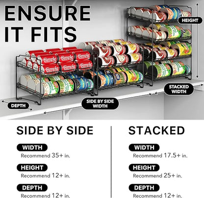 Simple Houseware 2 Tier Stackable Can Rack, Black, 2 Pack