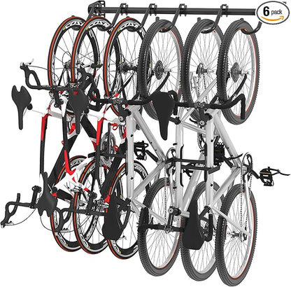 FLEXIMOUNTS 6 Bike Storage Rack, Heavy Duty Wall Mount Hanger for Home & Garage, Holds Up to 300lbs