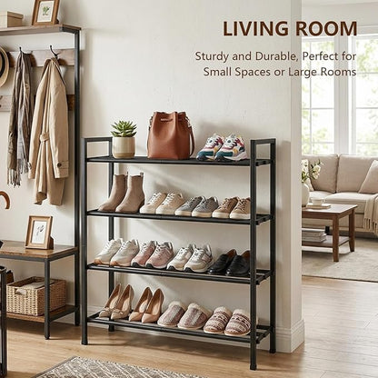 jessie 4-Tier Expandable Shoe Rack, Heavy Duty Metal Freestanding Shoe Shelf Storage Organizer for Entryway Closet Doorway (4 Layer)