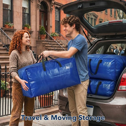 Moving Bags Heavy Duty,Extra Large Moving Bags for Travel/College Packing/Storage/Organization/Seasonal Clothes & Bedding Storage,Moving Supplies Bins,Compatible with Ikea Frakta Cart (Blue,6Pcs)