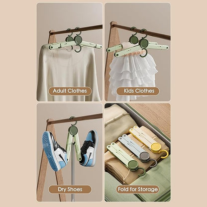 Portable Travel Hangers Foldable - Heavy Duty & Lightweight Clothes Hangers for Jackets, Wet Towels & Jeans, Compact Space Saving Drying Rack for Cruise, Camping, Hotel & Luggage (2-Pack)