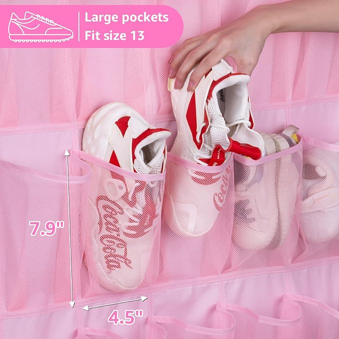 MISSLO Shoe Organizer Over The Door Shoe Storage Hanging Pink for Baby