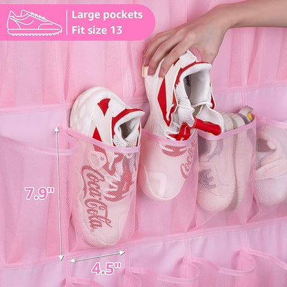 MISSLO Shoe Organizer Over The Door Shoe Storage Hanging Pink for Baby