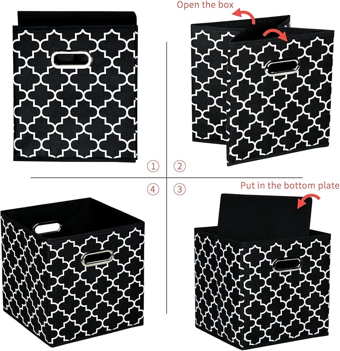 Fabric Cloth Storage Bins,Fabric Cube Organizer with Dual Handles Foldable Cube Storage Baskets for Home Bedroom Storage,Set of 3,(Black light)
