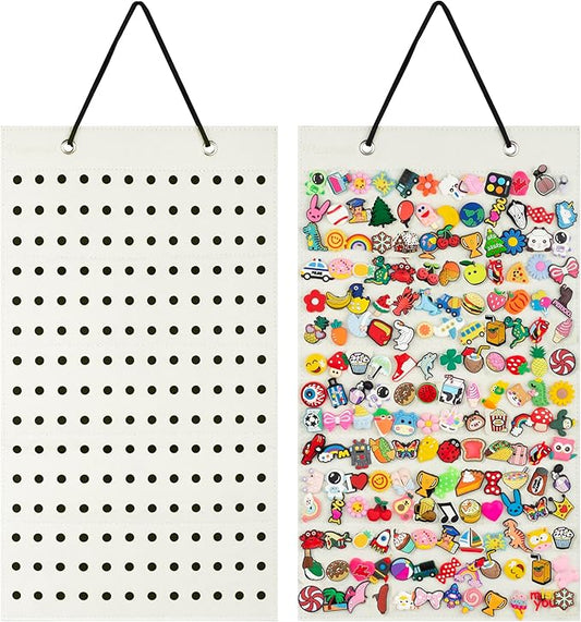 PACMAXI Shoe Charms Organizer, Hanging Shoe Charm Holder with 184 Holes, Portable Display Stand, Wall Mounted Holder