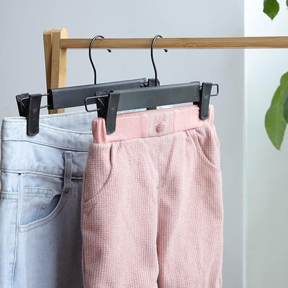 NORTHERN BROTHERS Pants and Skirt Hangers with Adjustable Clips, 50 Pack, Slim Non-Slip Clip Hangers, 360 Degree Swivel Hook, Black