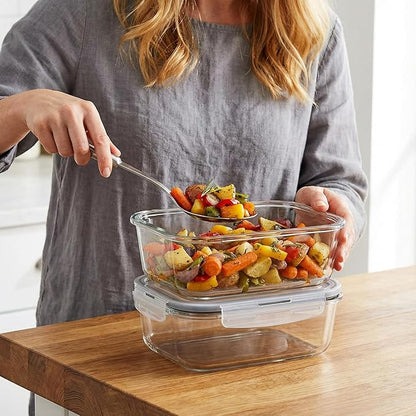 5 Pack 36oz Borosilicate Glass Food Storage Containers Set with Lids, Freezer Meal Prep Containers, Airtight Bento Lunch Container Set, Oven, Freezer and Dishwasher Safe, BPA Free, Kitchen Storage Set