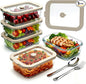 5 Pack 35 oz Glass Meal Prep Containers, Plastic-Free Glass Food Storage Containers with Lids, 4.4 Cups Airtight Glass Lunch Containers for Leftovers, Microwave, Oven, Freezer and Dishwasher
