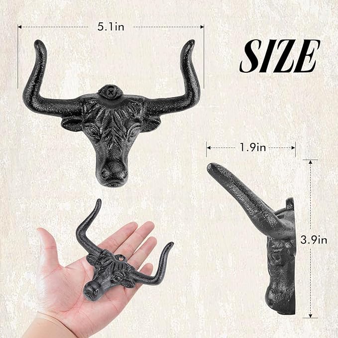 Cowboy Hat Rack for Wall,3 Pack Modern Metal Cast Iron Cowboy Hat Holder Cowgirl Hat Hanger Western Wall Decor Hat Hooks