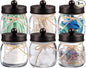 SheeChung 6 Pack Qtip Holders with Labels, Bathroom Organizers and Storage, Bathroom Decor, Apothecary Jars with Lids, Small Mason Jars for Qtips, Cottons, Floss, Balls, Cotton Swabs-Bronze