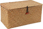 Moosky Wicker Shelf Baskets with Lid,Natural Seagrass Storage Basket Boxes Handwoven Rectangular Baskets Bins Multipurpose Home Organizer Decor (Medium)