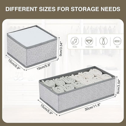 DIMJ Drawer Organizers for Clothing, Set of 12 Dresser Drawer Organizers, Fabric Closet Organizers and Storage, Drawer Dividers for Baby Clothes, Socks, Belt, Tie (Blended)