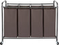 STO STO Laundry Sorter 4 Section, 4 Bag Clothes Hamper, Rolling Laundry Cart Basket with Heavy Duty Lockable Wheels and Removable Bag for Laundry Room, Bedroom, Closet, Brown