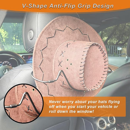 Cowboy Hat Rack Holder for Truck Car Hat Stand for Travel - Keep Hat in Shape, V-Shape Anti-Flip Grip Design for Automotive Roadtrip Hats Organizer for Men Women