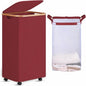 efluky Laundry Basket with Wheels, Tall Rolling Laundry Hamper with Lid and Removable Bag, Aesthetic Dirty Clothes Hamper on Wheels for Laundry Room, Bedroom, Dorm and Bathroom, 100L Red