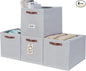 DECOMOMO Storage Baskets, 13x15x13 Storage Cube Bins with Labels for Organizing Shelves (Kallax / 4pcs, Light Texture Grey)