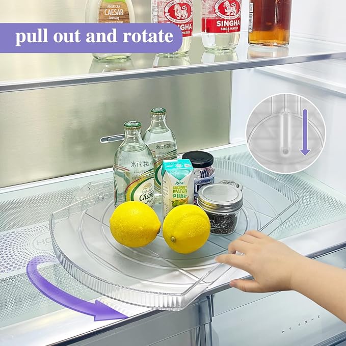 Incostar 360° Rotating Lazy Susan Turntable - Multifunctional Rectangular Organizer 16.5" x 11.1" for Refrigerator, Cabinet, Pantry, and Kitchen Countertop (1 Pack)
