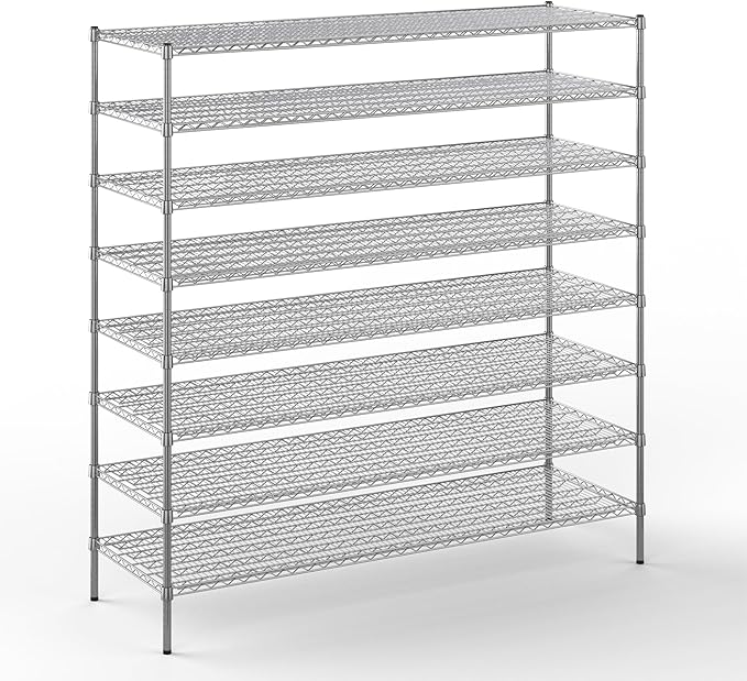 24" Deep x 72" Wide x 74" Height Wire Shelving Kit | 8-Tier | NSF Commercial Storage Rack Unit