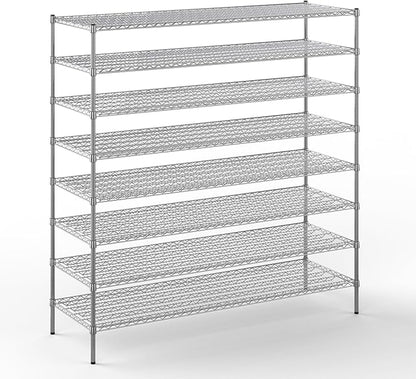 24" Deep x 72" Wide x 74" Height Wire Shelving Kit | 8-Tier | NSF Commercial Storage Rack Unit
