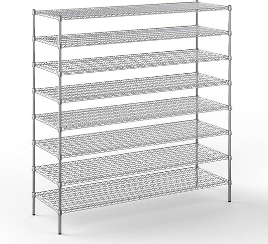 24" Deep x 72" Wide x 74" Height Wire Shelving Kit | 8-Tier | NSF Commercial Storage Rack Unit