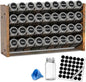 NESAPTO Spice Rack Organizer with 36 Glass Spice Jars, Wood 4-Tier Seasoning Organizer with Labels for Cabinet, Pantry, Countertop or Wall Mount, Chalk Marker and Funnel Set, 17.2" W × 9.4" H
