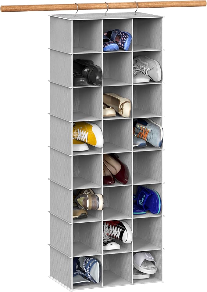 Simple Houseware 24 Section Shelves Hanging Shoes Organizer Holder for Closet, Gray