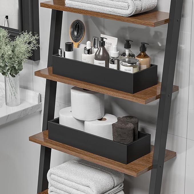 ZHWS Toilet Paper Basket, Bathroom Basket for Counter Toiletires Decor Towel TP, Back of Toilet Organizer Storage, Guest Toilet Tank Tray, Vanity Tray for Perfume Makeup Kitchen 15"x6"x3" Black