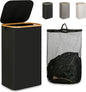 iEGrow Laundry Hamper with Lid, 110L Large Laundry Hamper with Handle and Lid, Collapsible Clothes Basket Organizer with Removable Inner Bag for Clothes Toys Towels - Black