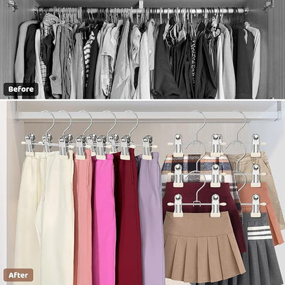24 Pack Baby Hangers with Clips, 360°Rotatable Toddler Pant Hangers with Clips, Non-Slip Space Saving Kids Hanger for Newborn Children Clothes Skirts Boots Closet Organizers, Off-White