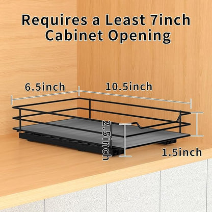 BOIVSHI Pull Out Spice Rack Organizer for Cabinet, Heavy Duty Slide Out Spice Rack Organizer for Kitchen Cabinets and Pantry, Fits Spices, Sauces, Canned Food (6.5''Wx10.5''Dx2.5''H)