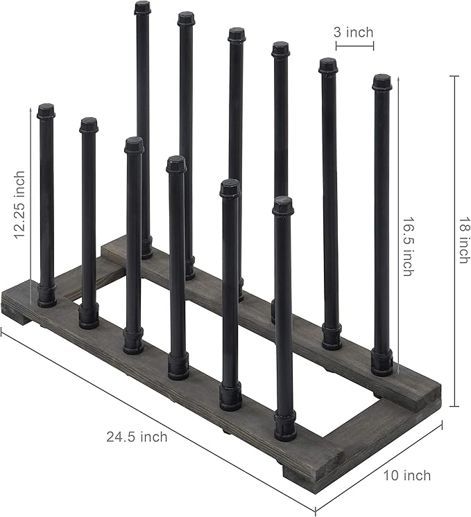 MyGift Rustic Wood Entryway Boot Rack Organizer Tall Boots Inverter Holder - Holds up to 6 Pairs (Vintage Gray Wood & Black Metal Material Wood, Metal)