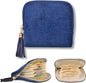 Vintage women's coin wallet jewelry storage bag, metal zipper multi-layer travel storage box, earrings, rings, necklaces, elegant storage bag, neutral Christmas and birthday gifts (Blue)
