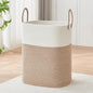 AINUOQI Laundry Basket with Handles - Blanket Basket & Hampers for Bedroom Aesthetic, Laundry Hamper & Blanket Storage for Living Room, Clothes Hamper, Tall, Large 17" x 14" x 26”, White & Rice Brown
