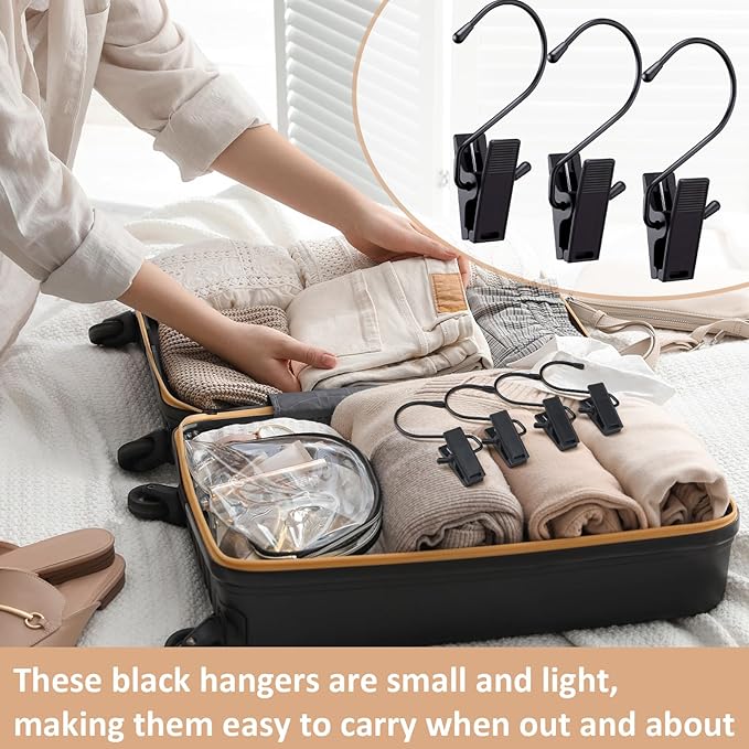 50 Pcs Boot Hangers for Closet Boot Hooks Pants Hangers with Clips Heavy Duty Black Clothes Clips for Legging Socks Towels Hats