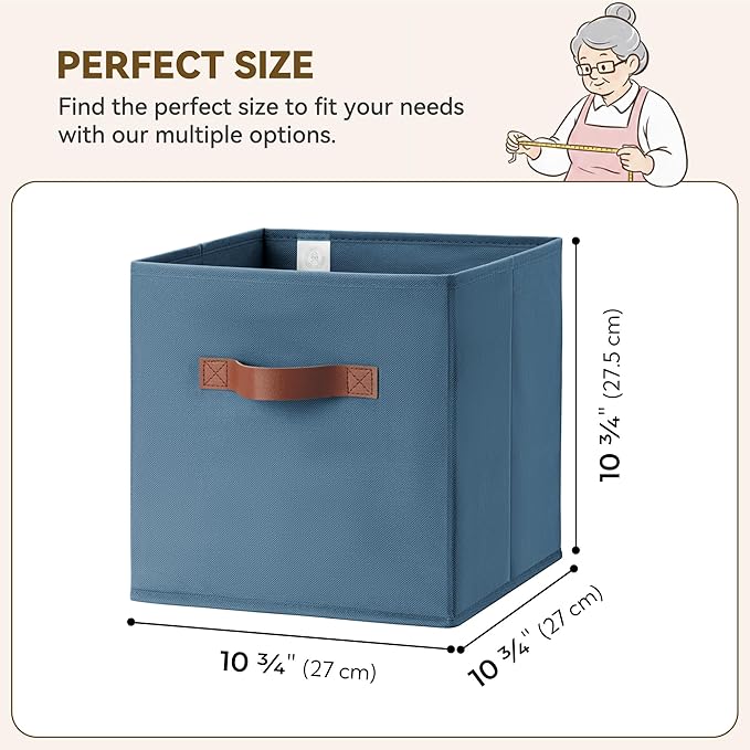 GRANNY SAYS Cube Storage Bins, 11 Inch Storage Cube Organizer, Collapsible Fabric Storage Cubes with PU Handles, Decorative Cube Storage Organizer for Shelves, Closet, Light Blue, 6-Pack