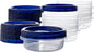 PLASTICPRO [8 oz 96 Pack] Twist Top Deli Containers Clear bottom With blue Top Twist on Lids Reusable, Stackable, Food Storage Freezer Container Pack of 96