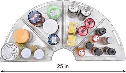 Sorbus Wedge Storage Bin Organizer Lazy Susan organizer with Front Handle for Corner Cabinet, Great Sector Shaped Container Bins for Kitchen, Pantry, Bathroom, Clear Plastic (4-Pack)
