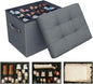 Storage Ottoman Shoe Organizer for Closet - Adjustable Dividers Storage Box for Shoes | Clothes | Toy | Blanket, Foldable Foot Stool Small Bench Shoe Cabinet for Living Room & Bedroom