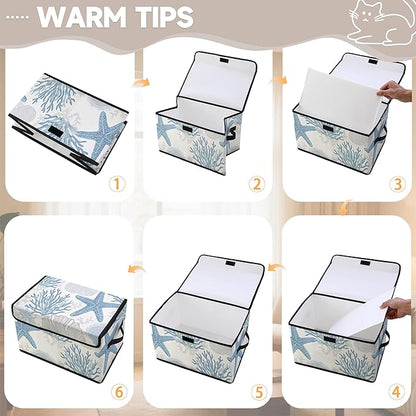 Stackable Clothes Storage Bins with Lids,Closet Organizers Fabric Cat Printing Box for Home and Office,Blanket Clothes Organizers,Under Bed Storage Containers 3 Pack.
