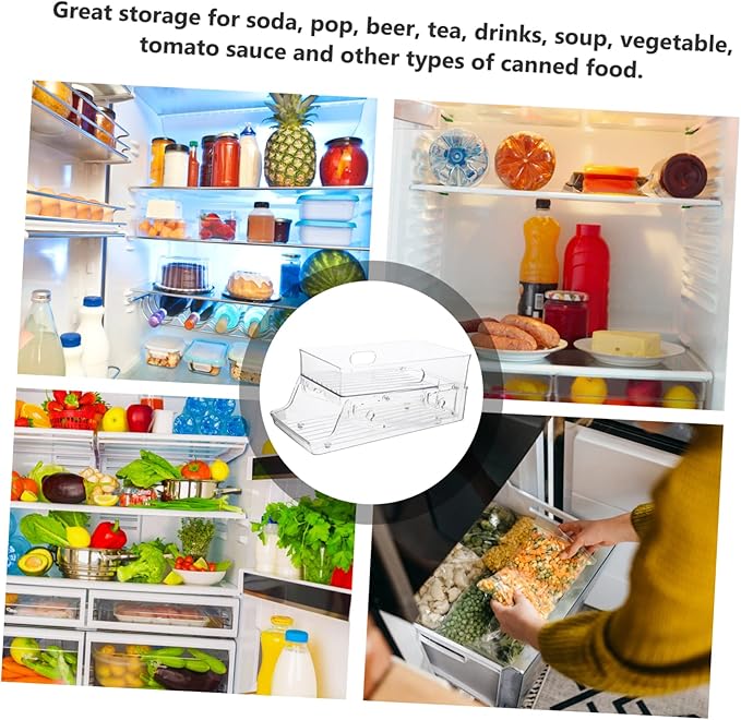 Alipis Double Layer Rolling Soda Can Organizer Refrigerator Drink Rack Can Holder for Home