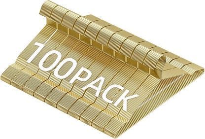 SPECILITE Metal Wire Clothes Hangers Bulk 100 Pack with Notches for Standard Size Coats, Shirts, Suits, Pants, Heavy Duty, Space-Saving, Gold