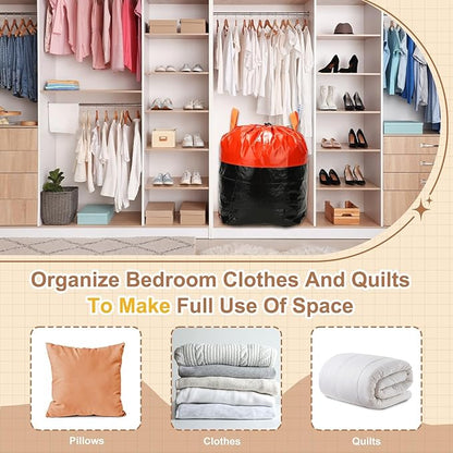uxcell 2Pcs Extra Large Moving Bags, 15 x 12.6 x 24" Heavy Duty Woven Clothes Storage Totes Waterproof Packing Bags with Elastic Band and Handle for Home Camping Packing Quilts, Orange