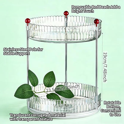 2Tier Transparent Rotating Skin Care Perfume Organizer Dresser Living Room Kitchen Storage Display Shelf