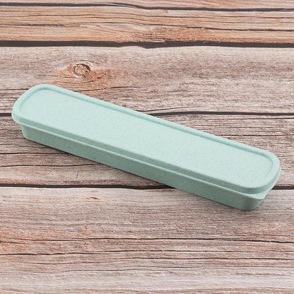1pcs Portable Flatware Box Travel Tableware Storage Case Box, Utensil Case Flatware Storage Box for Cutlery Kit, 9.84 x 2.40 inch (Green)