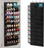 30 Pairs Over the Door Shoe Organizer, Hanging Shoe Organizer with 4 Metal Hooks, Large Capacity Breathable Mesh Shoe Rack for Closet Door, Multi-Pocket Storage for Shoes, Hats, Toys, Towels (Black)